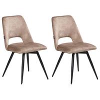 ESSZIMMERSTUHL 2er Set drehbar Samtstoff Beige Hallett - Beige/Schwarz, Textil/Metall (50/83/57cm) - Beliani