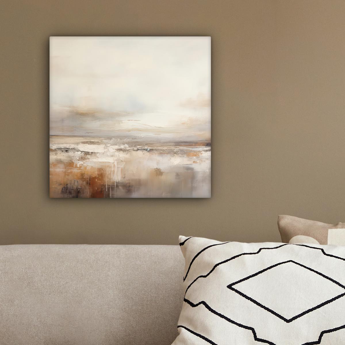 LEINWANDBILD Kunst - Industriell - Grau - Braun - Abstrakt Deko Wohnzimmer 20x20 cm - Sandfarben, Textil (20/20cm) - MuchoWow