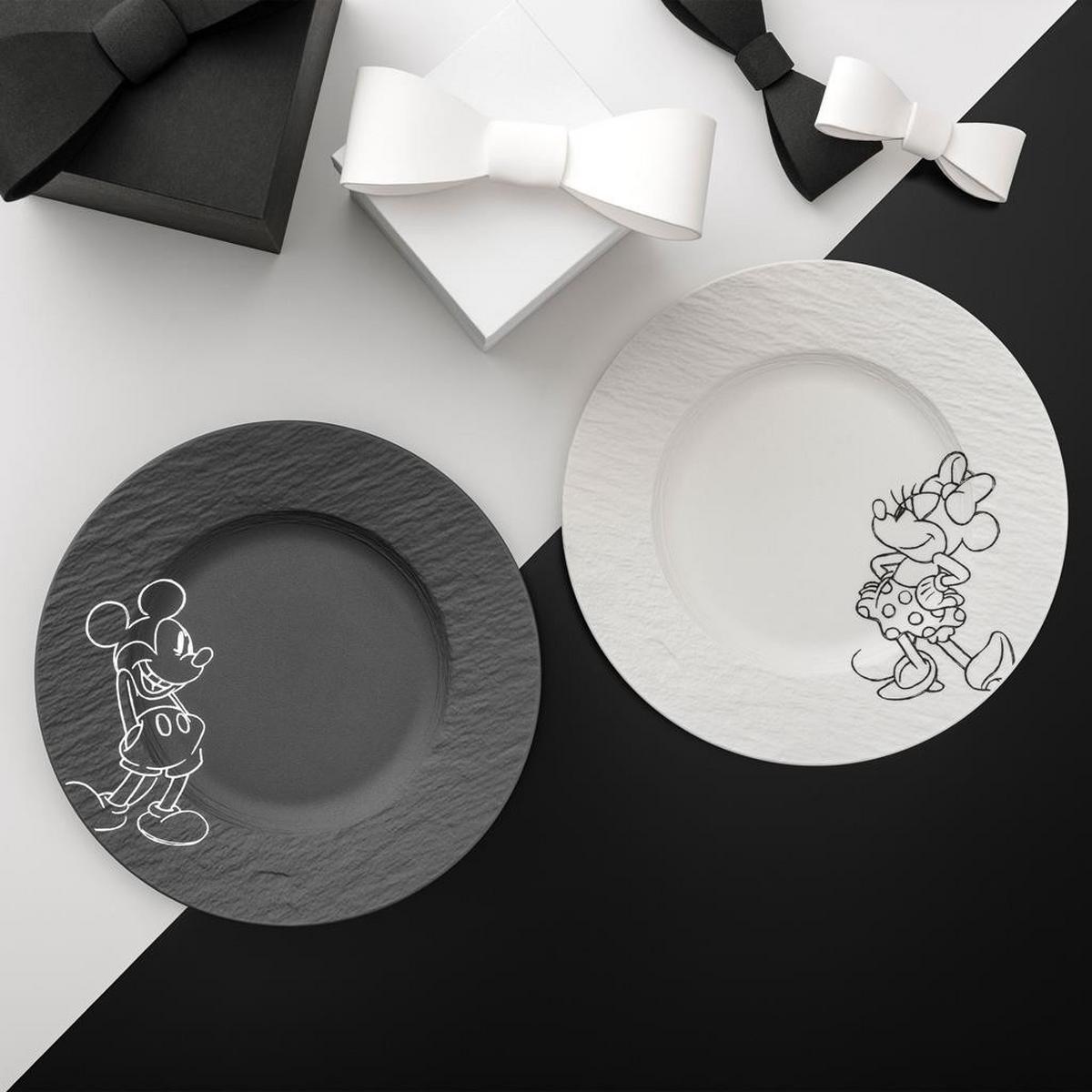 FRÜHSTÜCKS- / DESSERTTELLER Manufacture Rock – Mickey Mouse schwarz-weiß ø 21,7 cm 2er Set - Schwarz/Weiß, Keramik (21.7cm) - Villeroy & Boch