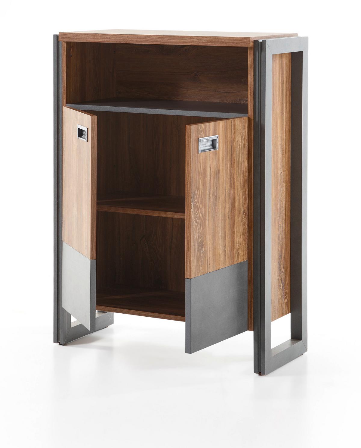 KOMMODE Eiche Stirling, Matera grau, Sideboard 75 x 100 cm - Eichefarben/Grau, Holzwerkstoff/Metall (75/100/33cm)