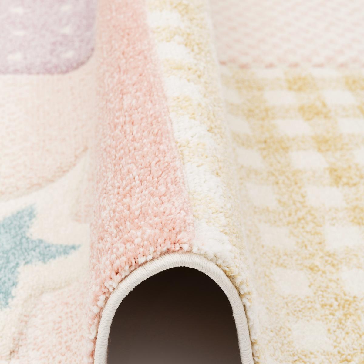 KINDER TEPPICH MAUI KIDS KARO STARS - Rosa, Textil (80/150cm) - Pergamon