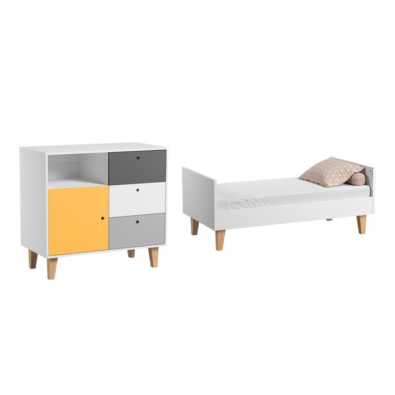 BABYZIMMER 2-teilig gelb - Gelb, Holzwerkstoff (144.5/97/75cm) - Petits-meubles