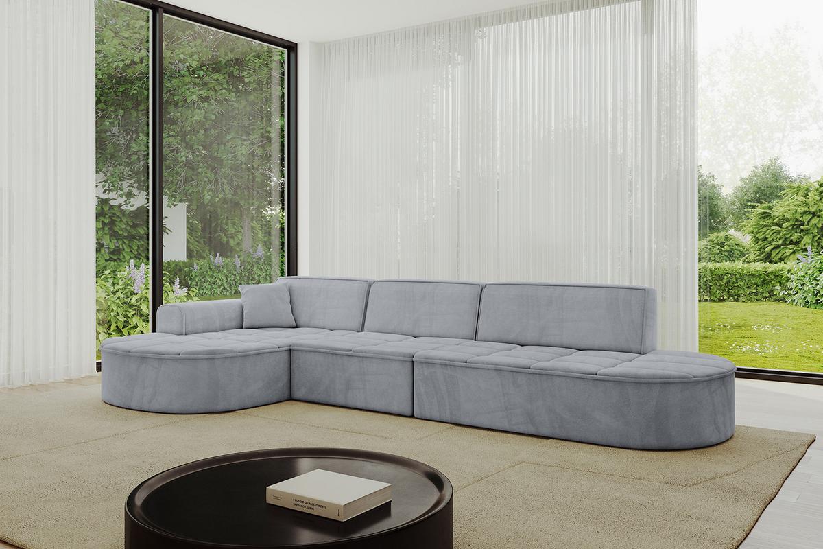 ECKSOFA Ottomane Links TARO-L2 - 328x171x79,5 cm Hellgrau - Grau, Holzwerkstoff/Textil (328/171cm) - ALTDECOR