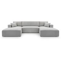 WOHNLANDSCHAFT Corso U 365 cm hellgrau - Hellgrau/Schwarz, Textil (364/84/187cm) - Beautysofa