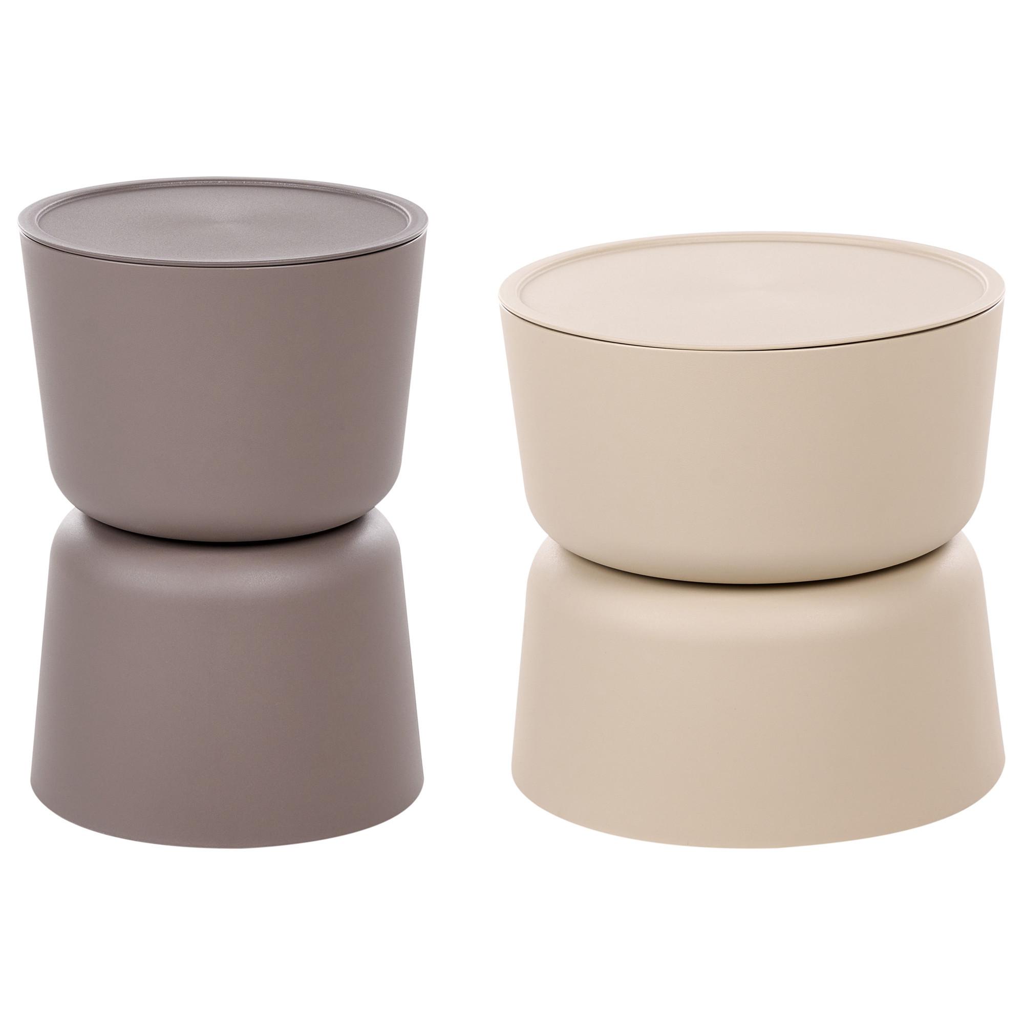BEISTELLTISCH 2er-Set 32/40 cm Braun Beige - Beige/Braun, Kunststoff (32/32/46cm) - Beliani