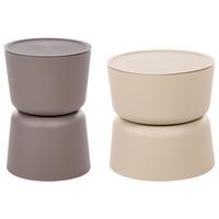 BEISTELLTISCH 2er-Set 32/40 cm Braun Beige - Beige/Braun, Kunststoff (32/32/46cm) - Beliani