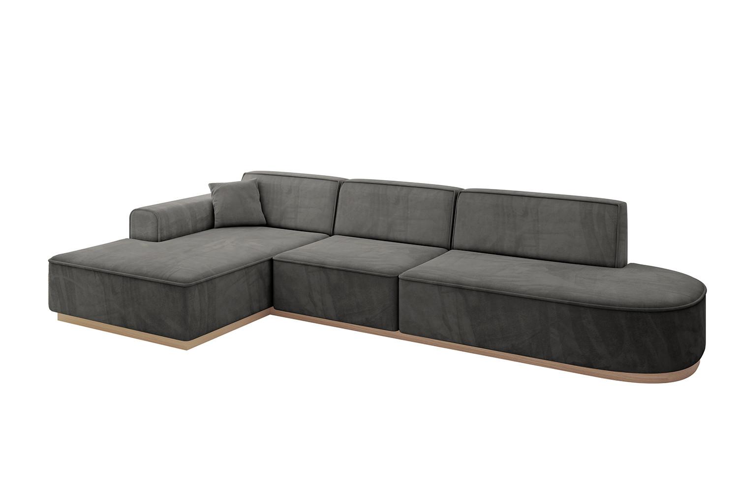 ECKSOFA Ottomane Links IREA-L2 - 327x165x80 cm Ecru - Anthrazit, Holzwerkstoff/Textil (327/165cm) - ALTDECOR