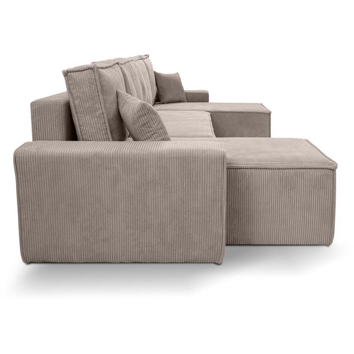 WOHNLANDSCHAFT Hektor U mit Schlaffunktion, 318 cm, cappuccino - Schwarz/Cappuccino, Kunststoff/Textil (318/94/152cm) - Beautysofa