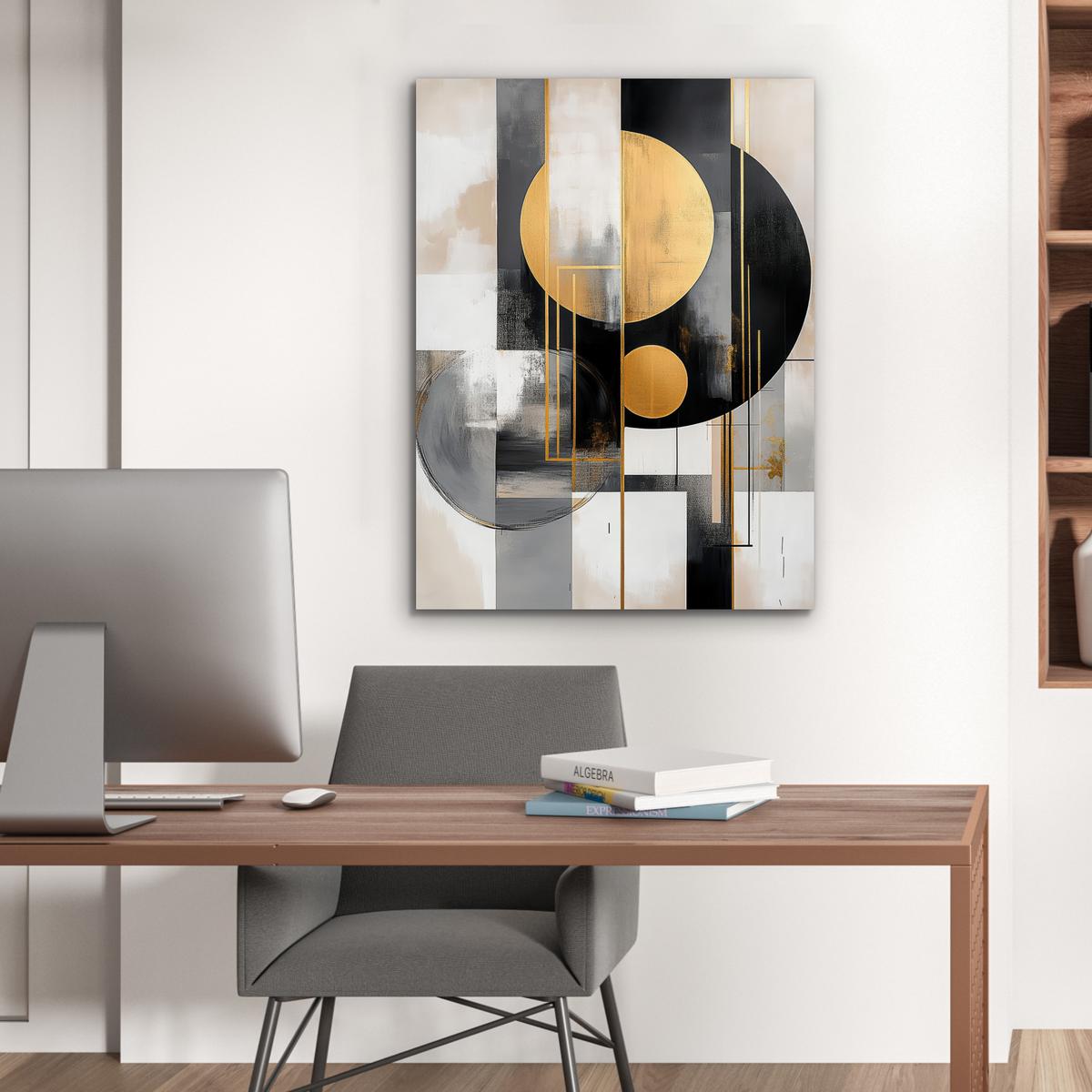 METALLBILD Abstrakt - Gold - Silber - Formen - Ästhetisch - Modern 60x80 cm - Goldfarben, Metall (60/80cm) - MuchoWow
