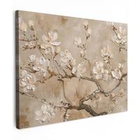 LEINWANDBILD Blumen - Modern - Beige - Weiß - Blüte Wandbild 40x30 cm - Beige, Textil (40/30cm) - MuchoWow