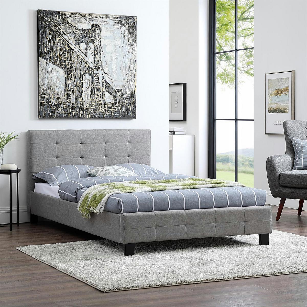 POLSTERBETT NEBRASKA 120X200 CM - Grau, Textil (120/200cm) - CARO-Möbel