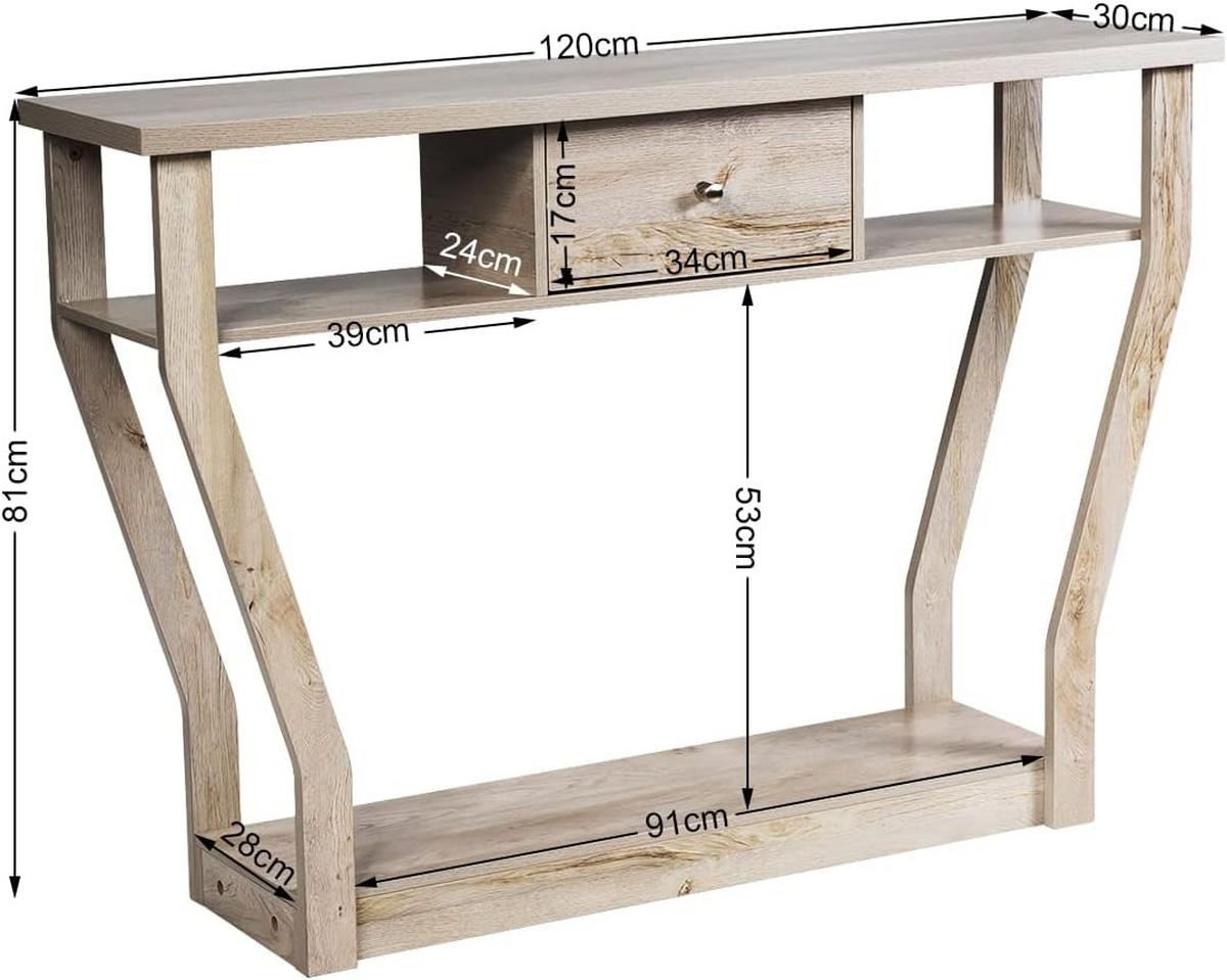 FLURTISCH 81cm Grau - Grau, Holz (30/120/81cm) - COSTWAY