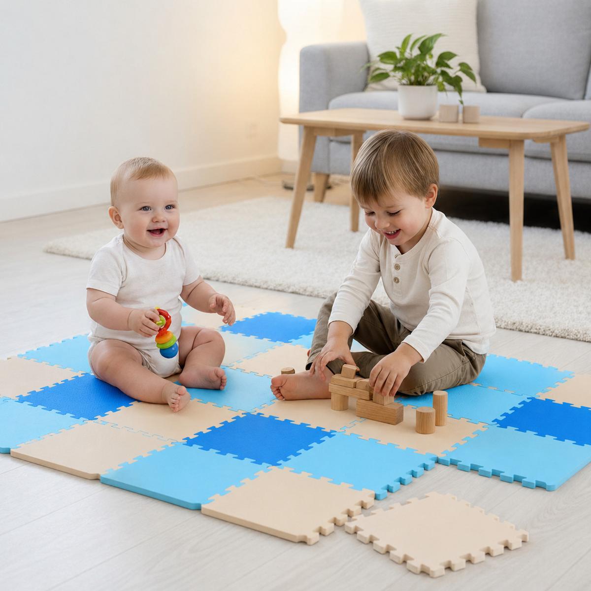 SPIELMATTE ab Null 270/90 cm Puzzlematte Hellblau - Multicolor, Kunststoff (30/30cm) - Littletom