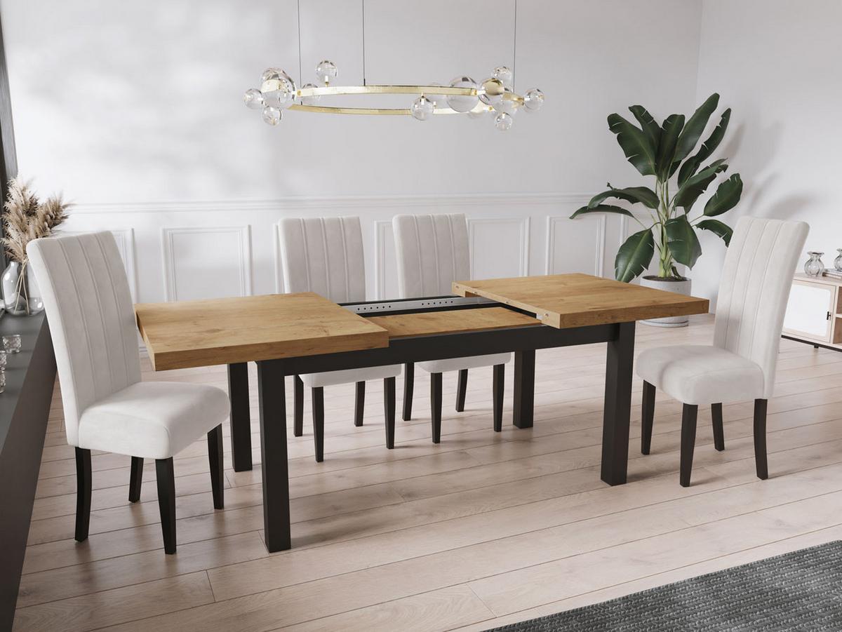 ESSTISCH Gemini rechteckig ausziehbar, Lancelot Eiche 160-210/90/78 cm - Eichefarben/Schwarz, Holz/Holzwerkstoff (90/210/78cm) - WFL GROUP