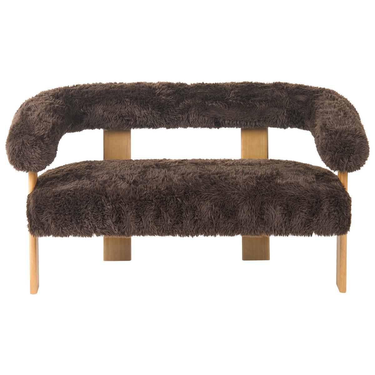 SOFA-SET Webpelz Dunkelbraun/Hellbraun Ilbro - Braun, Textil (138/76/68cm) - Beliani