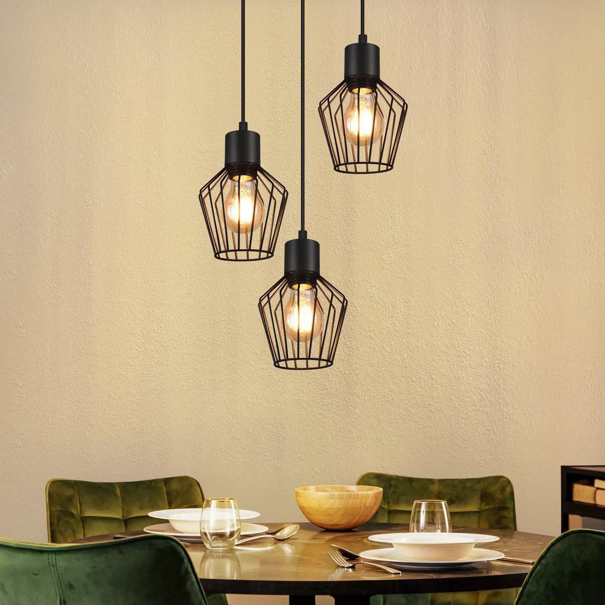 PENDELLEUCHTE Ziel 3-flammig 22/22/150 cm - Schwarz, Metall (22/22/150cm) - Nettlife