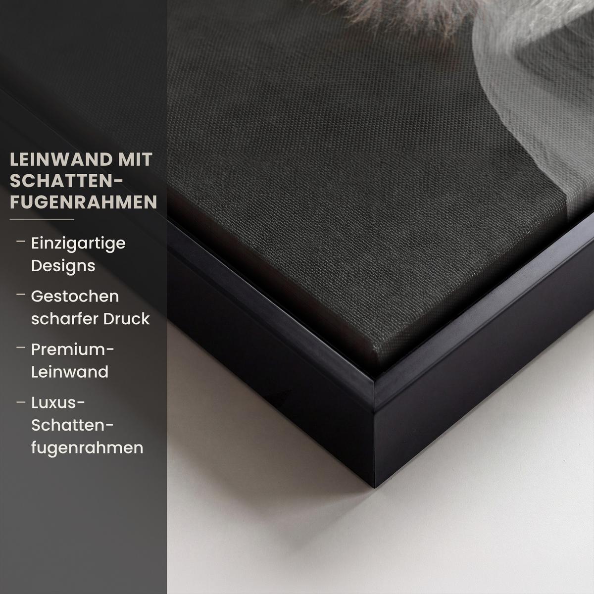 LEINWAND Bilder mit Rahmen - Blumensamen - Löwenzahn - Vase - Stilleben - Blumenstrauß - 70x50 - Dunkelgrau, Textil (70/50cm) - MuchoWow