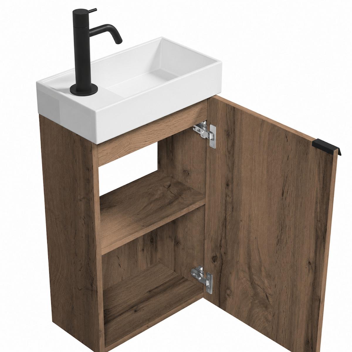 GÄSTE-WC-MÖBELSET Apollo 2 Teile Eiche Braun - 40 x 22 x 64 cm - Eichefarben/Braun, Holz (40/68/22cm) - Badplaats