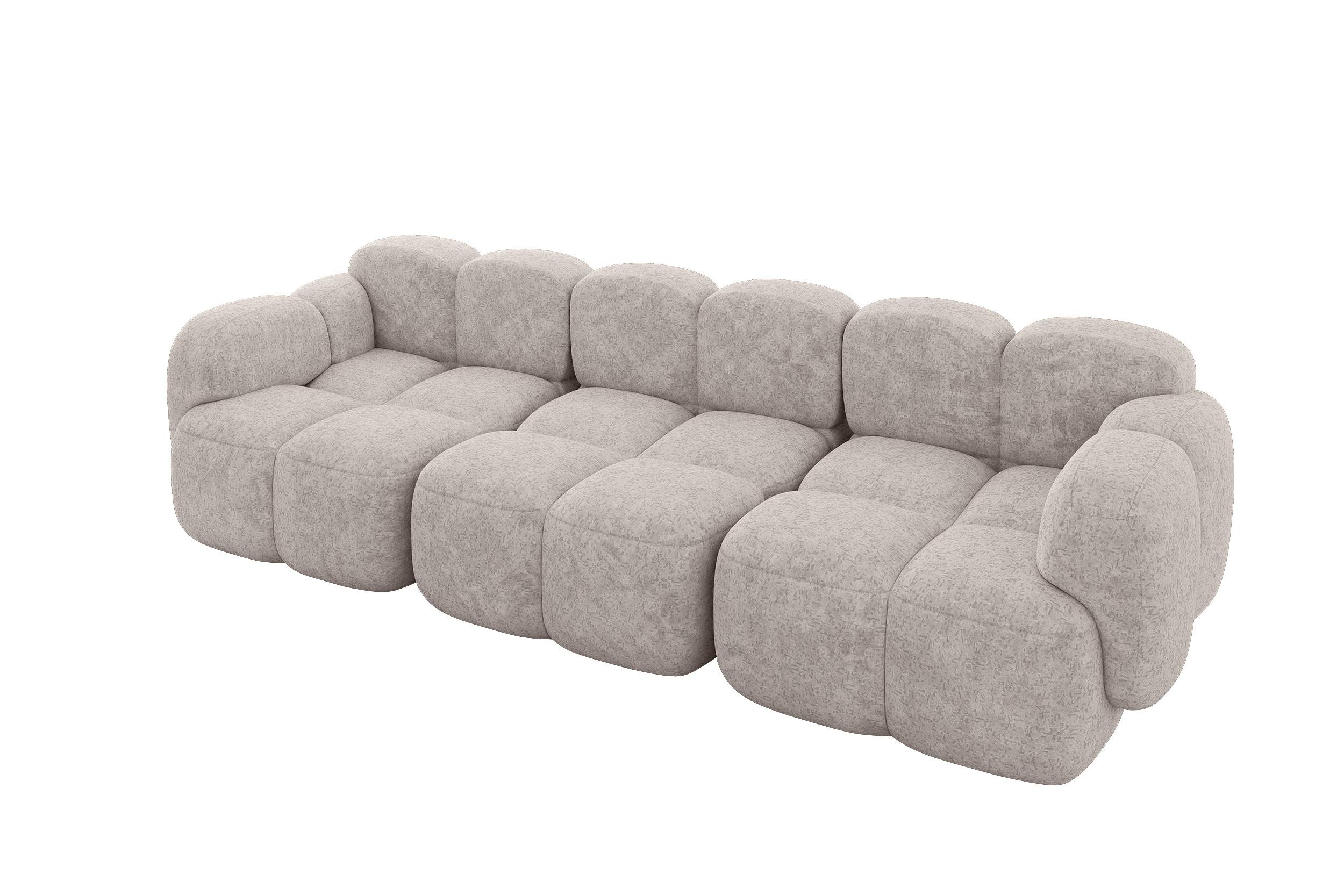 3-SITZER modulares Sofa Miko-S2 300x118x75 cm Hellgrau Velours - Hellgrau/Schwarz, Holzwerkstoff/Kunststoff (300/75/118cm) - ALTDECOR