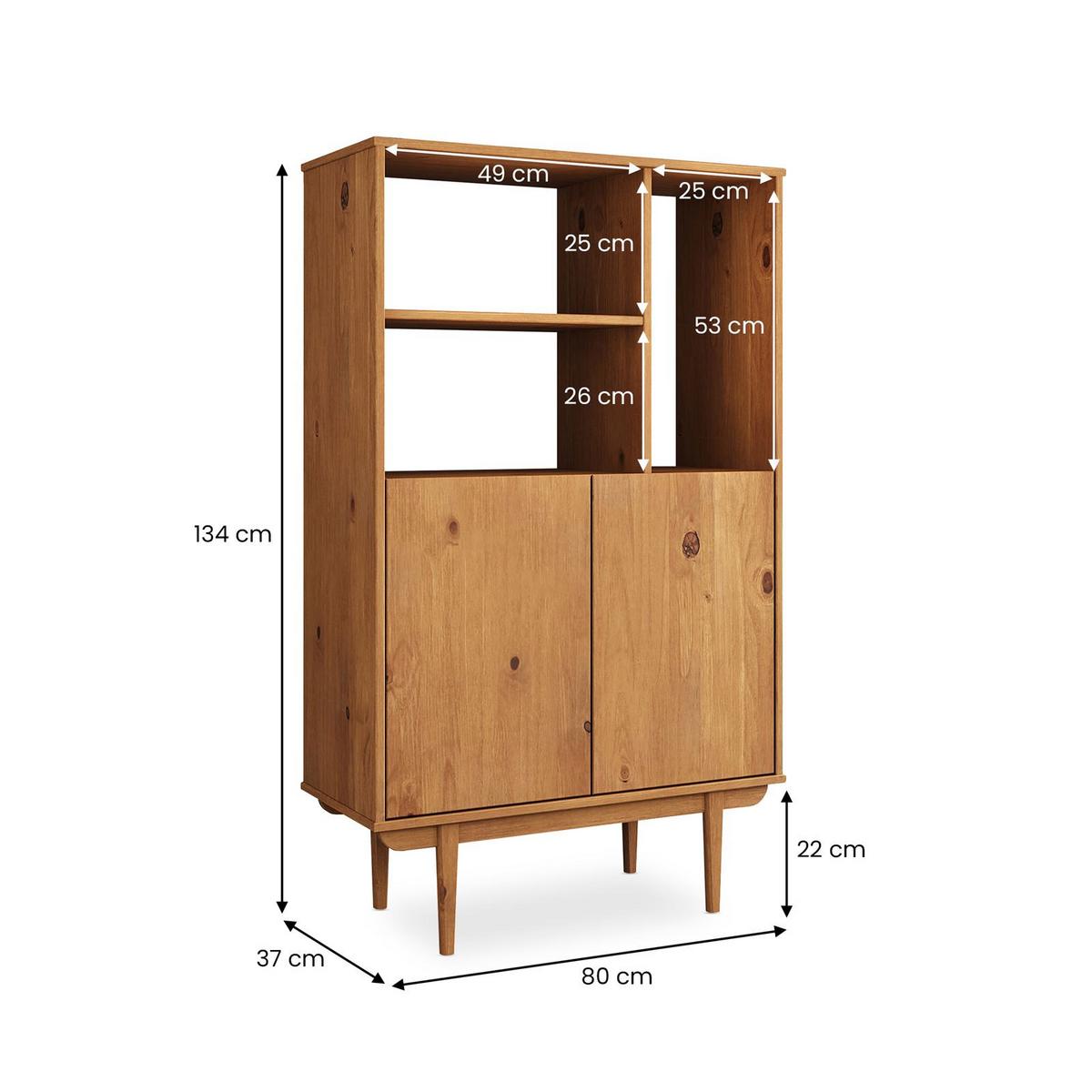HIGHBOARD SIMONA Eiche - Eichefarben, Holz (80/133/37cm) - IDIMEX