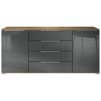 SIDEBOARD Linio Grau Hochglanz - Grau, Holzwerkstoff (166.5/75.5/35cm) - Vladon