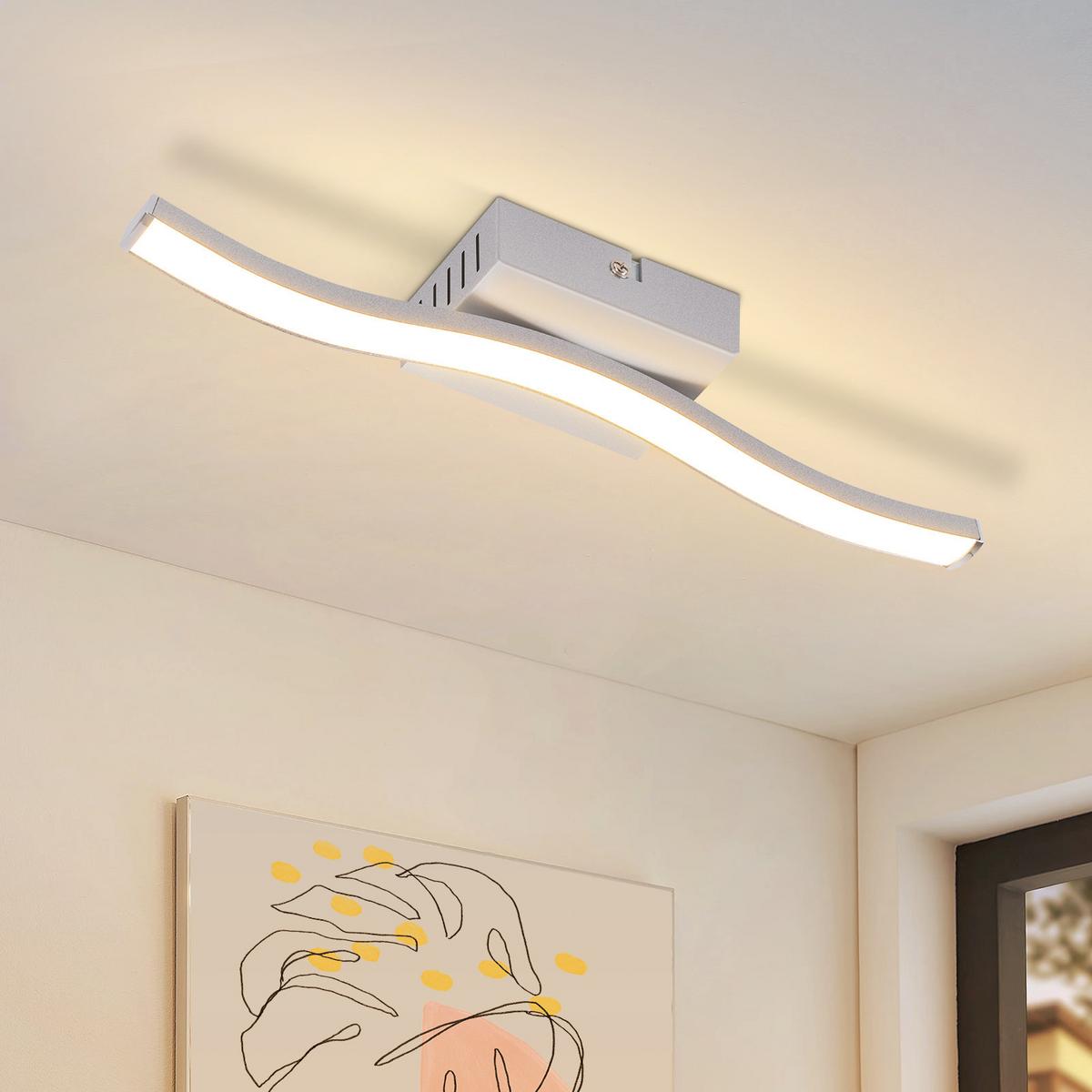 LED DECKENLEUCHTE Nimbus 34.5/7/5.5 cm - Silberfarben, Kunststoff (34.5/7/5.5cm) - ZMH