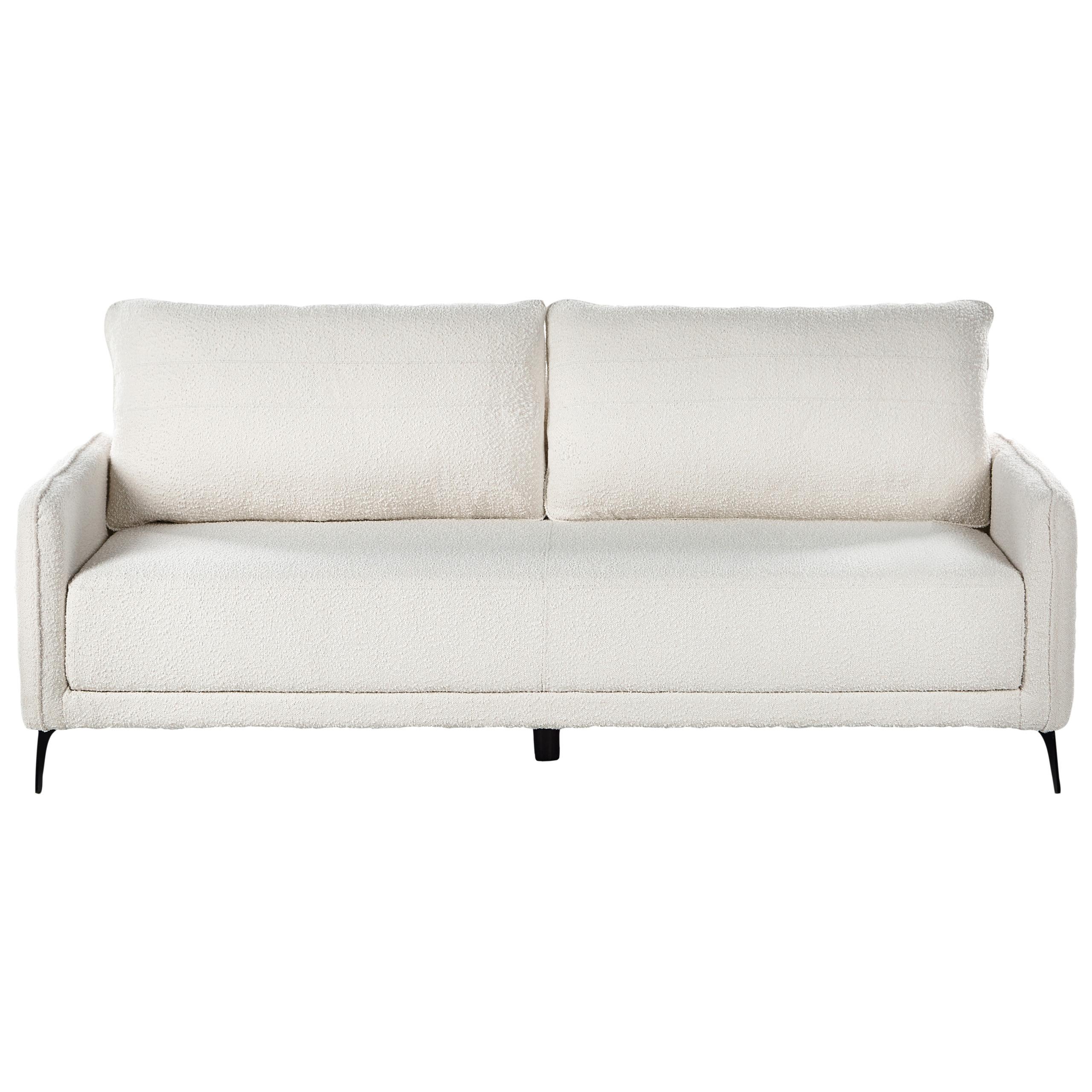 SCHLAFSOFA 3-Sitzer Bouclé Cremeweiß Heming - Creme, Textil (200/88/90cm) - Beliani
