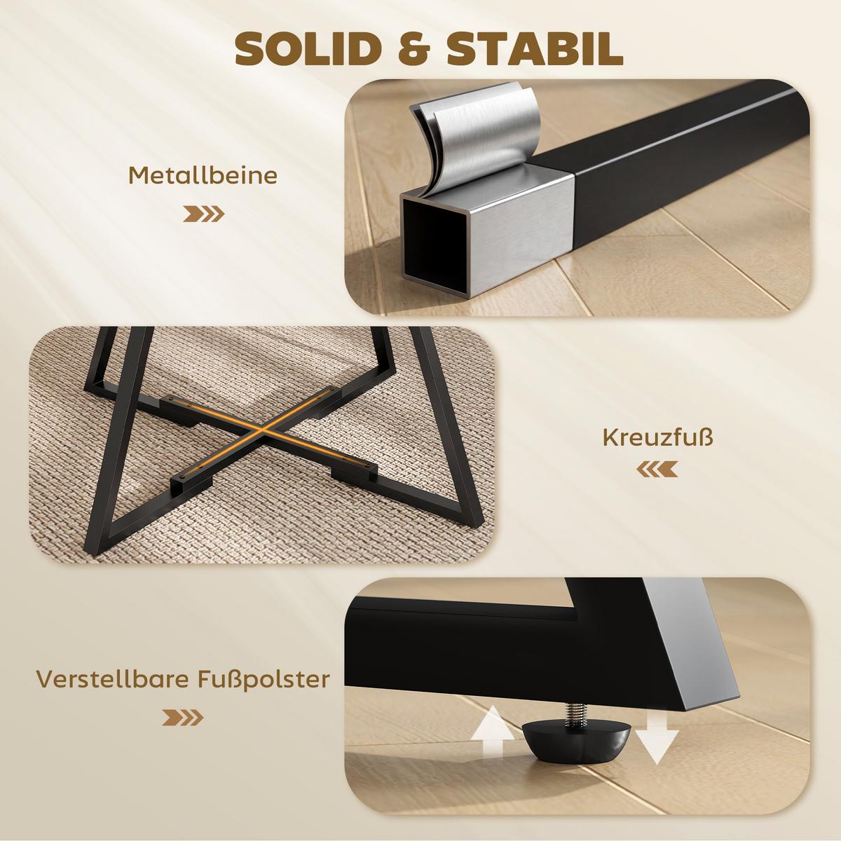 ESSTISCH Spanplatte Metall Rustikal Braun - Braun, Holzwerkstoff (100/100/76cm) - HOMCOM