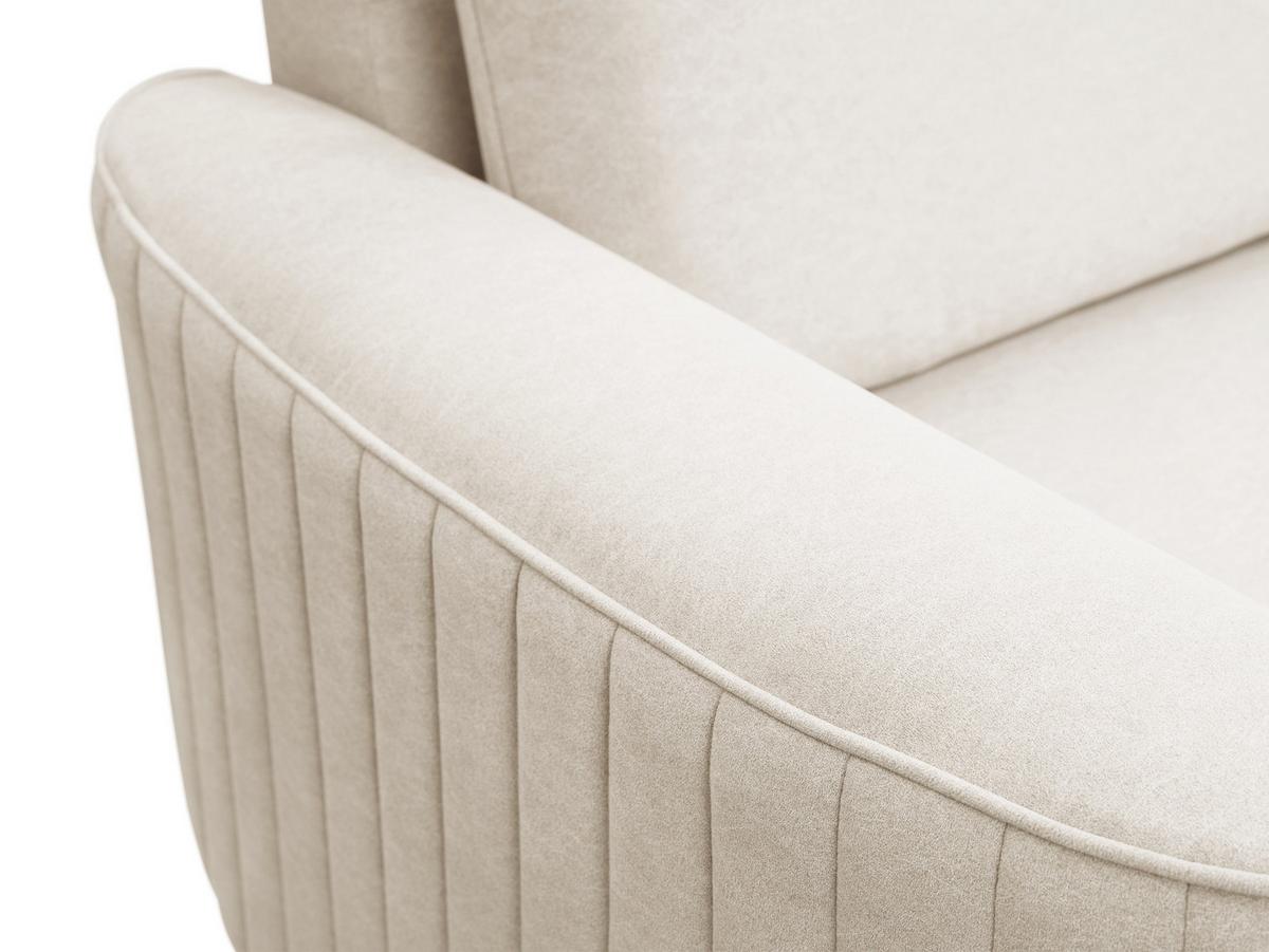 ECKSOFA VELA L-S Beige Velours-Stoff mit Schlaffunktion - Beige, Holz (251/251cm) - MASSENO