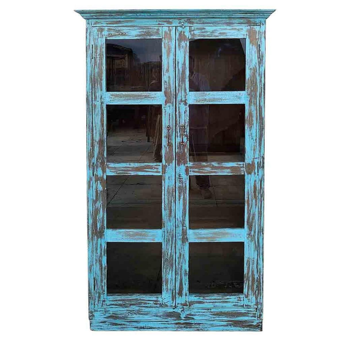 VITRINE aus Holz, 110x40x45cm - Blau, Holz (110/180/45cm) - Wanderlust