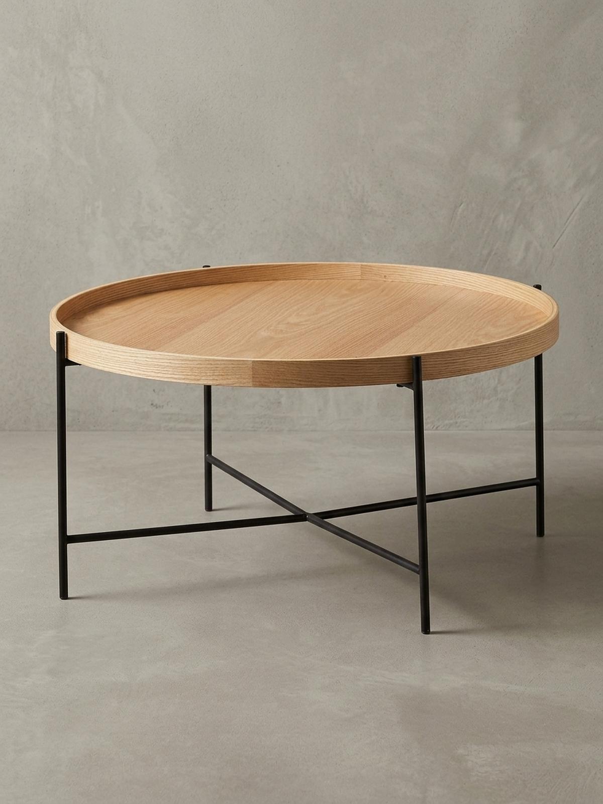 COUCHTISCH Eichenholz Furnier mit stabilem Metallgestell, Modernes zeitloses Design - Schwarz/Braun, Holz/Metall (78/78/40cm) - KADIMA DESIGN