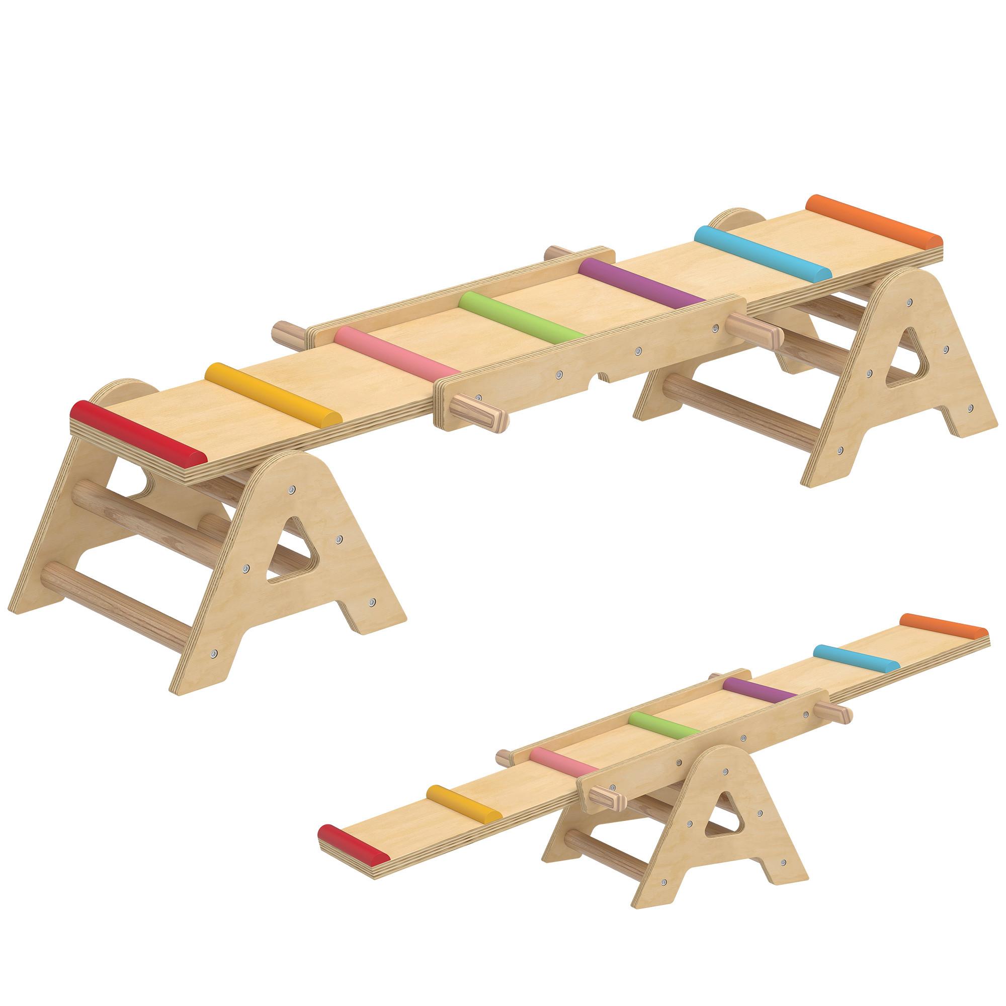 KINDERWIPPE Pappelholz Kiefernholz Mehrfarbig - Multicolor, Holz (38/133cm) - AIYAPLAY