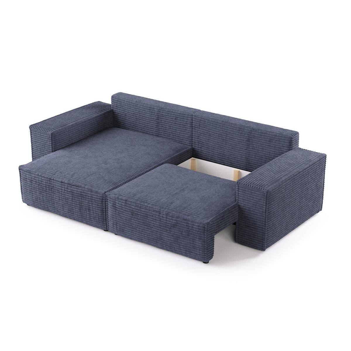 ECKSOFA CAVO mit Schlaffunktion Marin im Tilia Stoff - Schwarz/Dunkelblau, Holz/Holzwerkstoff (255/148cm) - AltaBeds