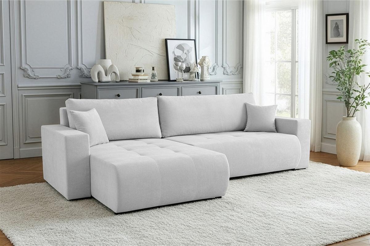 ECKSOFA Armari Mit Schlaffunktion - Hellgrau, Holzwerkstoff/Textil (277/154cm) - Fun Möbel