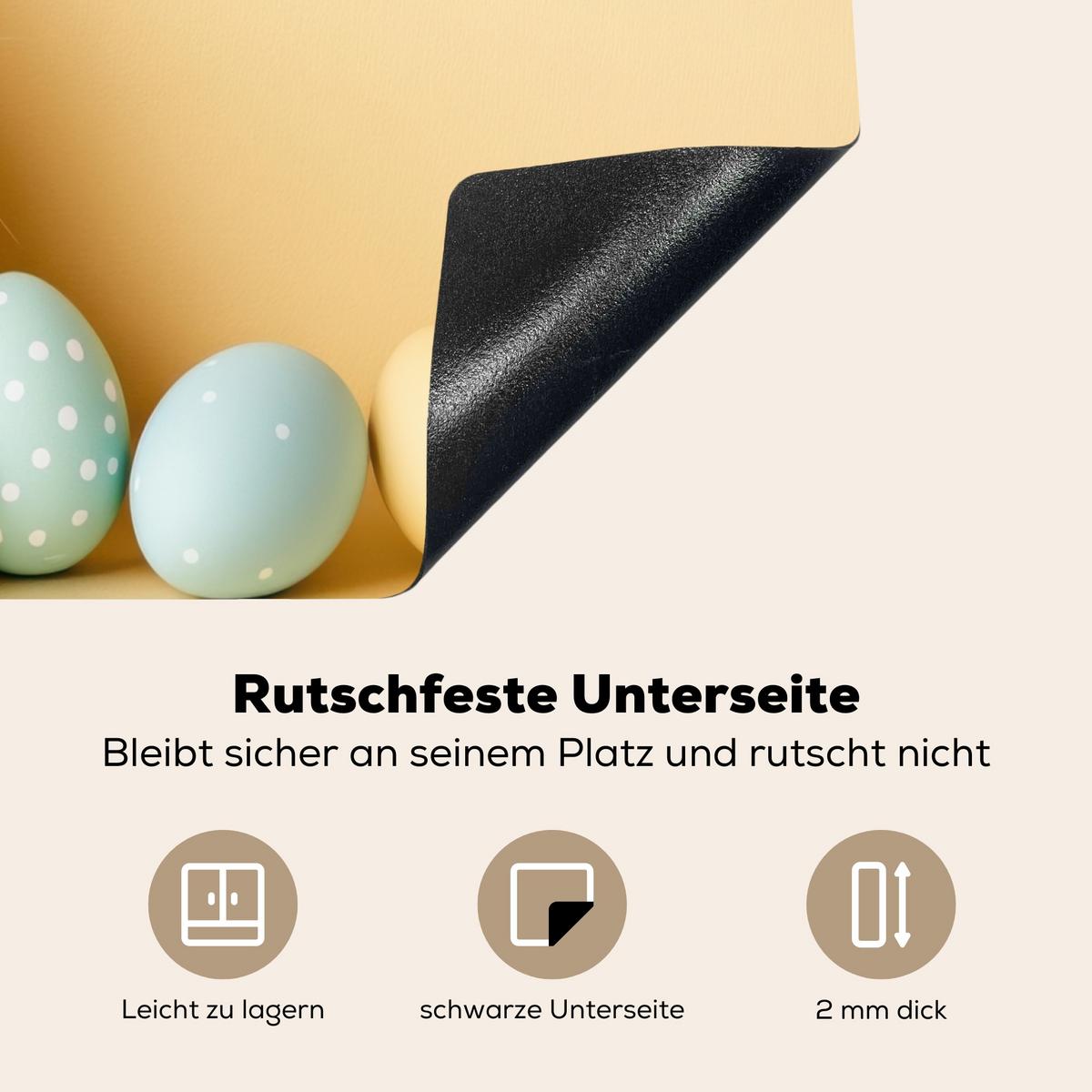 HERDABDECKPLATTE Eier - Kaninchen - Pastellfarbtöne Abdeckung Ceranfeld 57.6x51.6 cm - Hellgelb, Kunststoff (57.6/51.6/0.2cm) - MuchoWow