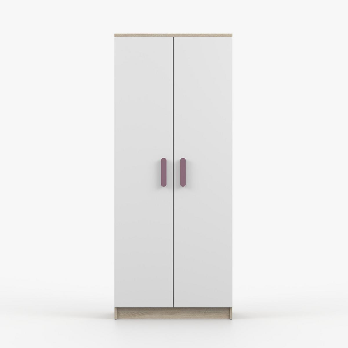 DREHTÜRENSCHRANK 80/192/50 cm 2-türig Jonas III 06 Sonoma Eiche/Weiß + erikafarbene Griffe - Zwetschgefarben/Weiß, Holz/Holzwerkstoff (80/192/50cm) - imoebel24