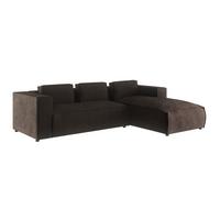 ECKSOFA Nova Dunkelbraun Cord, Ottomane rechts - Dunkelbraun/Schwarz, Holz/Kunststoff (262/176cm) - S-Style Möbel