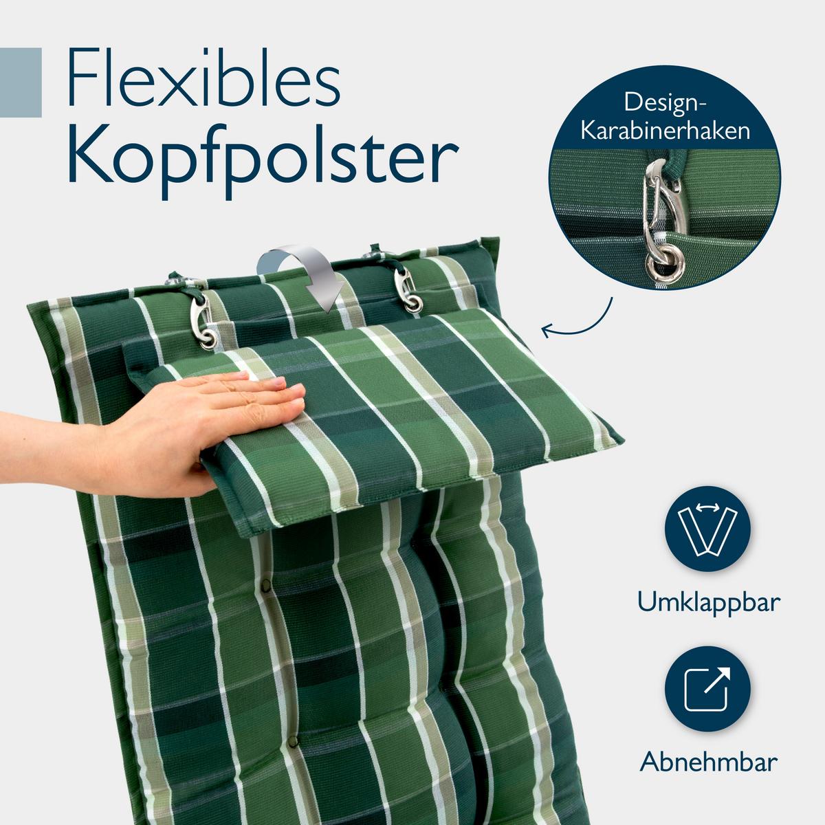 HOCHLEHNER Sun-HL 119x50x8cm Grün-Kariert (2tlg) - Dunkelgrün, Textil (50/120cm) - Beautissu 
