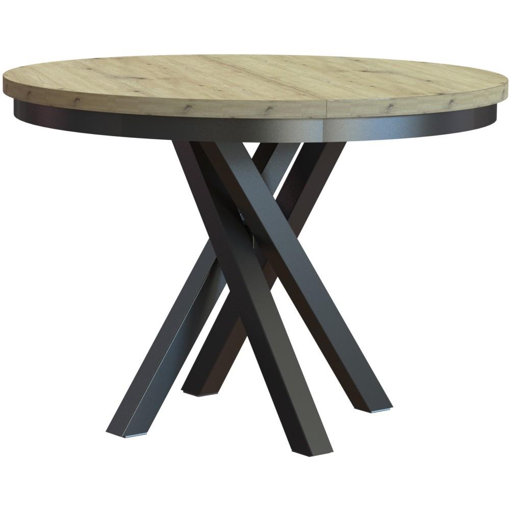ESSTISCH Kris, Runder, mit Metallbeinen, eiche Artisan+Schwarz - Schwarz/Eiche Artisan, Holzwerkstoff/Metall (100/100/77cm) - Beautysofa