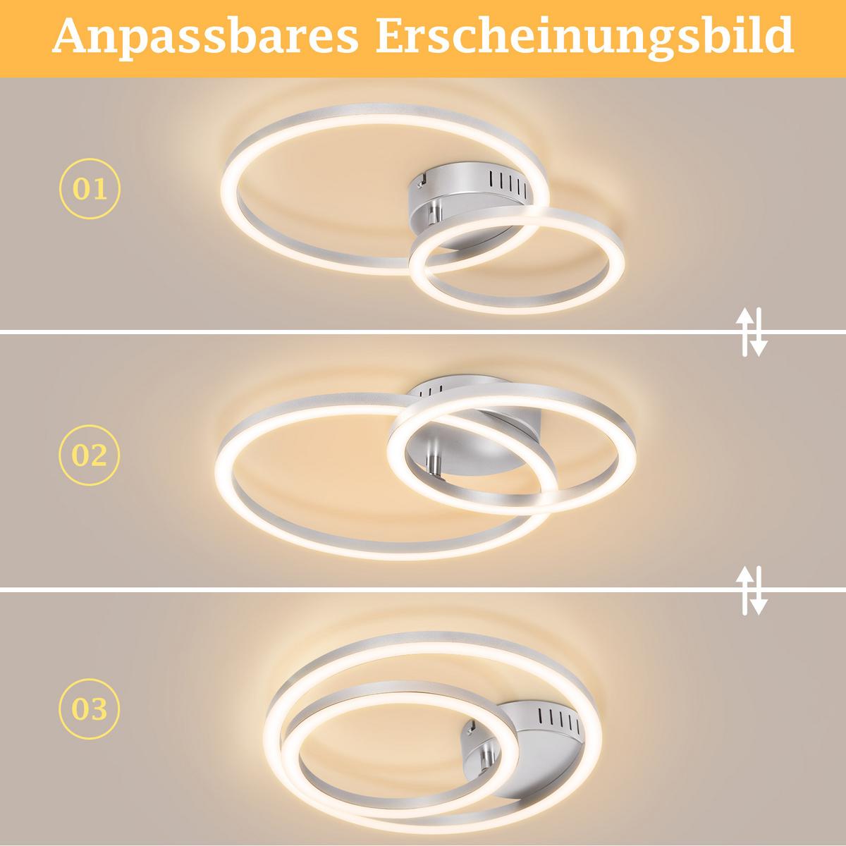 LED DECKENLEUCHTE Sorenne 40.5/30/6.7 cm - Silberfarben, Kunststoff (40.5/30/6.7cm) - ZMH