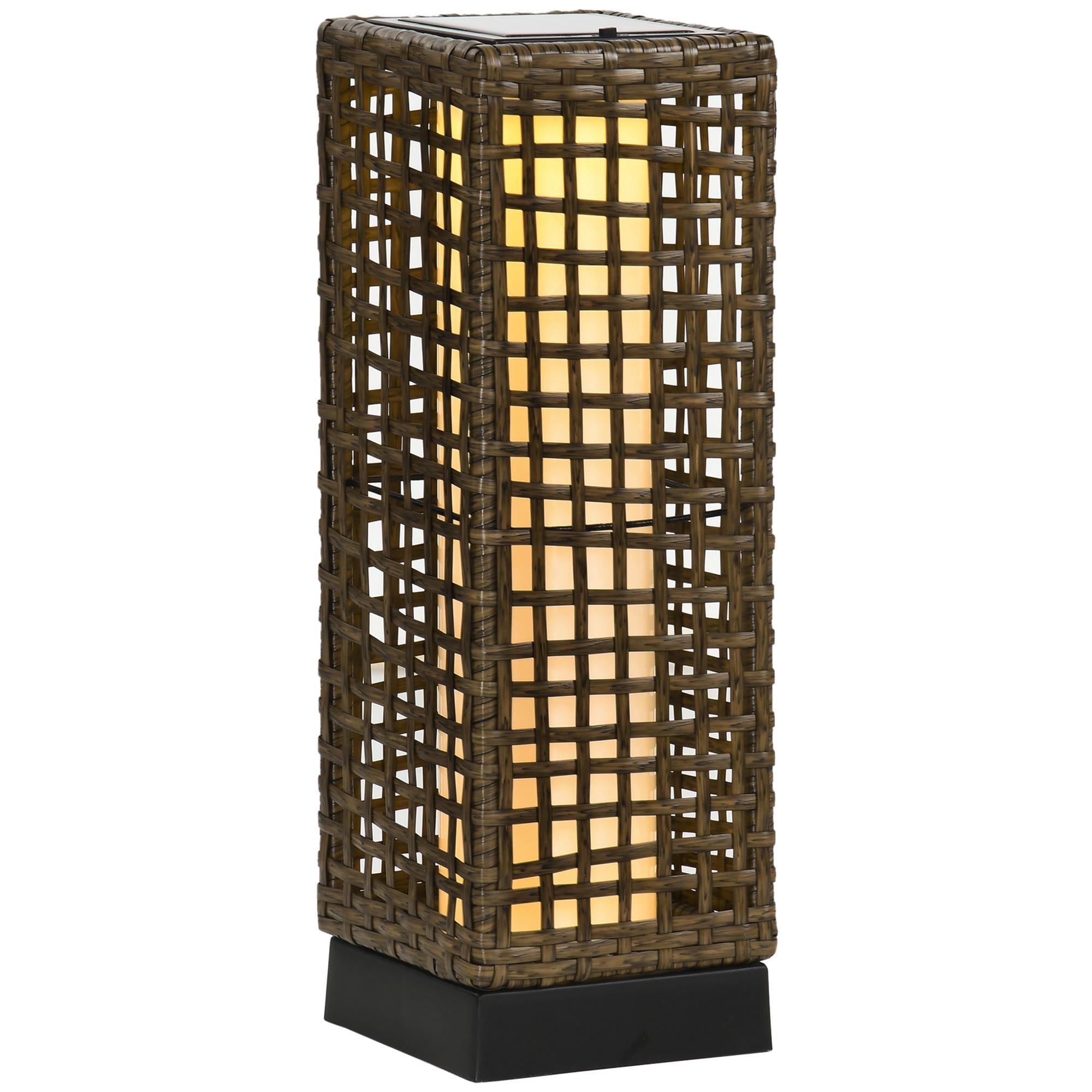 SOLARLEUCHTE, Rattan, Stahl, Sand - Schwarz, Metall (15.5/15.5/46cm) - Outsunny