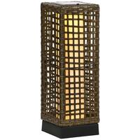 SOLARLEUCHTE, Rattan, Stahl, Sand - Schwarz, Metall (15.5/15.5/46cm) - Outsunny