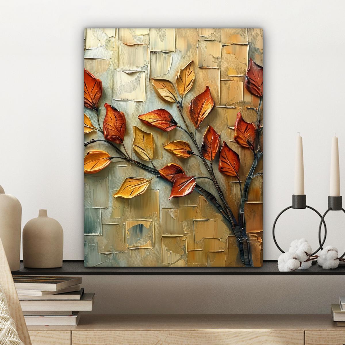 LEINWANDBILD Baum - Abstrakt - Natur - Kunst Room Decor 30x40 cm - Goldfarben, Textil (30/40cm) - MuchoWow
