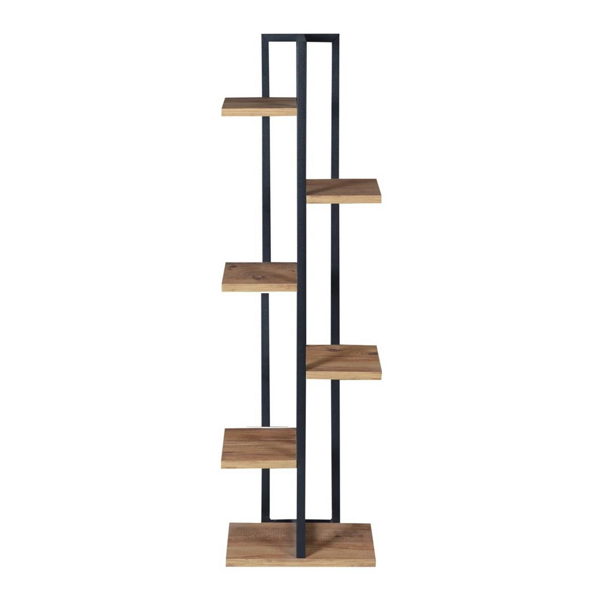 PFLANZENREGAL Tohmajärvi - Walnussfarben/Schwarz, Holzwerkstoff/Metall (34/120/21cm) - [en.casa]
