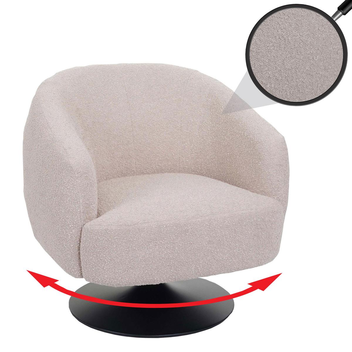 LOUNGE-SESSEL Cremeweiß - Weiß, Textil (75/78/83cm) - MCW