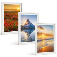 BILDER SET 3er Set - 40x60 cm Weißer Rahmen - Landschaften aus Bergen und Meeren im Westen - Weiß, Kunststoff (40/60cm) - TULUP