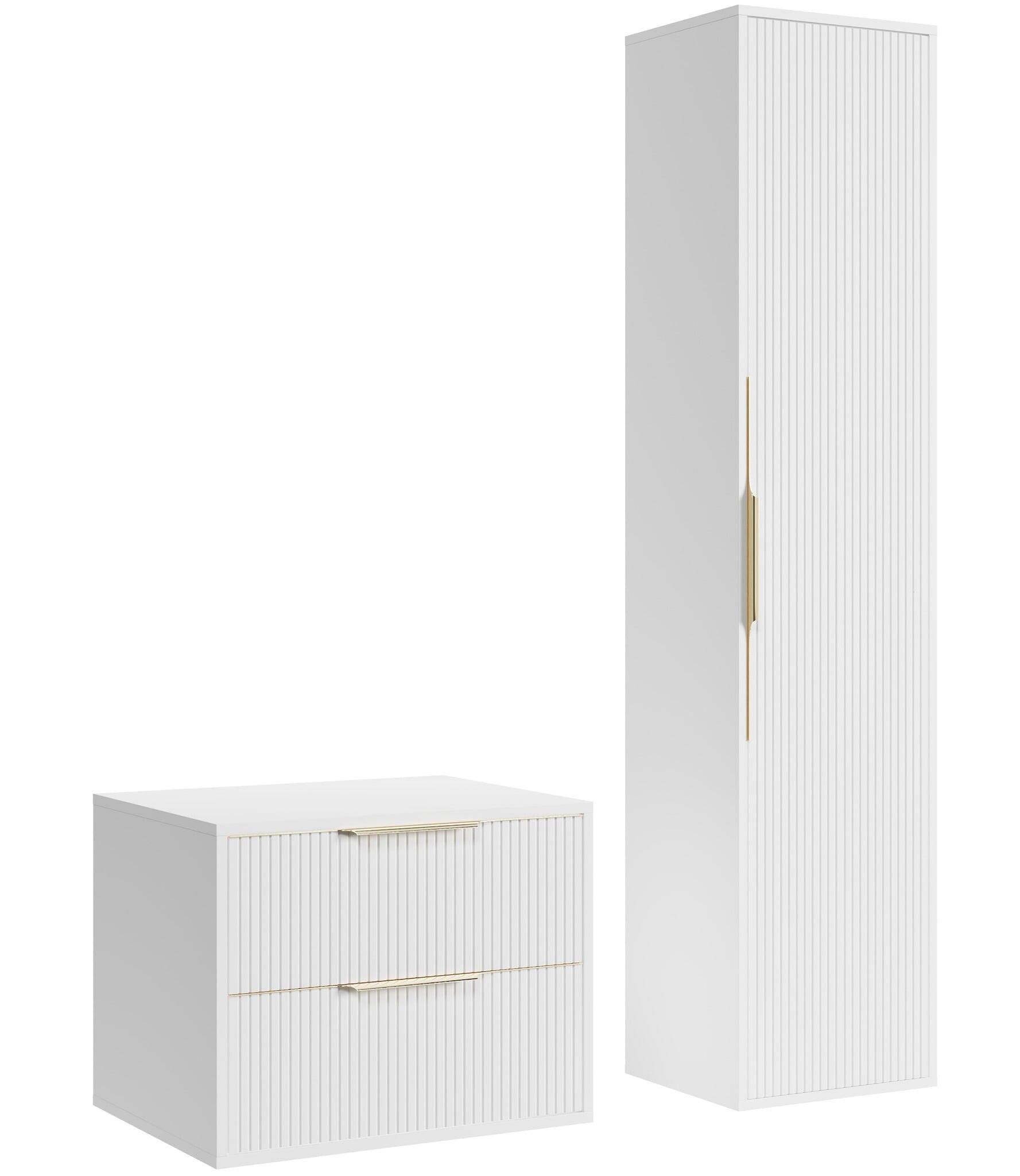 BADMÖBEL-SET Rimini 2 Teile Weiß Matt - 80 x 46 x 46 cm - Weiß, Holz (80/46/46cm) - Badplaats