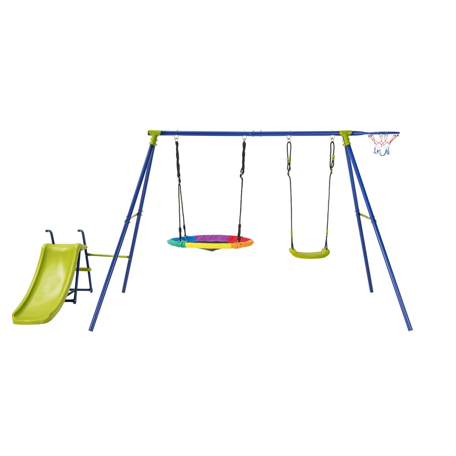 SCHAUKELSET 4-in-1 Blau - Blau, Metall (350/171/151cm) - COSTWAY