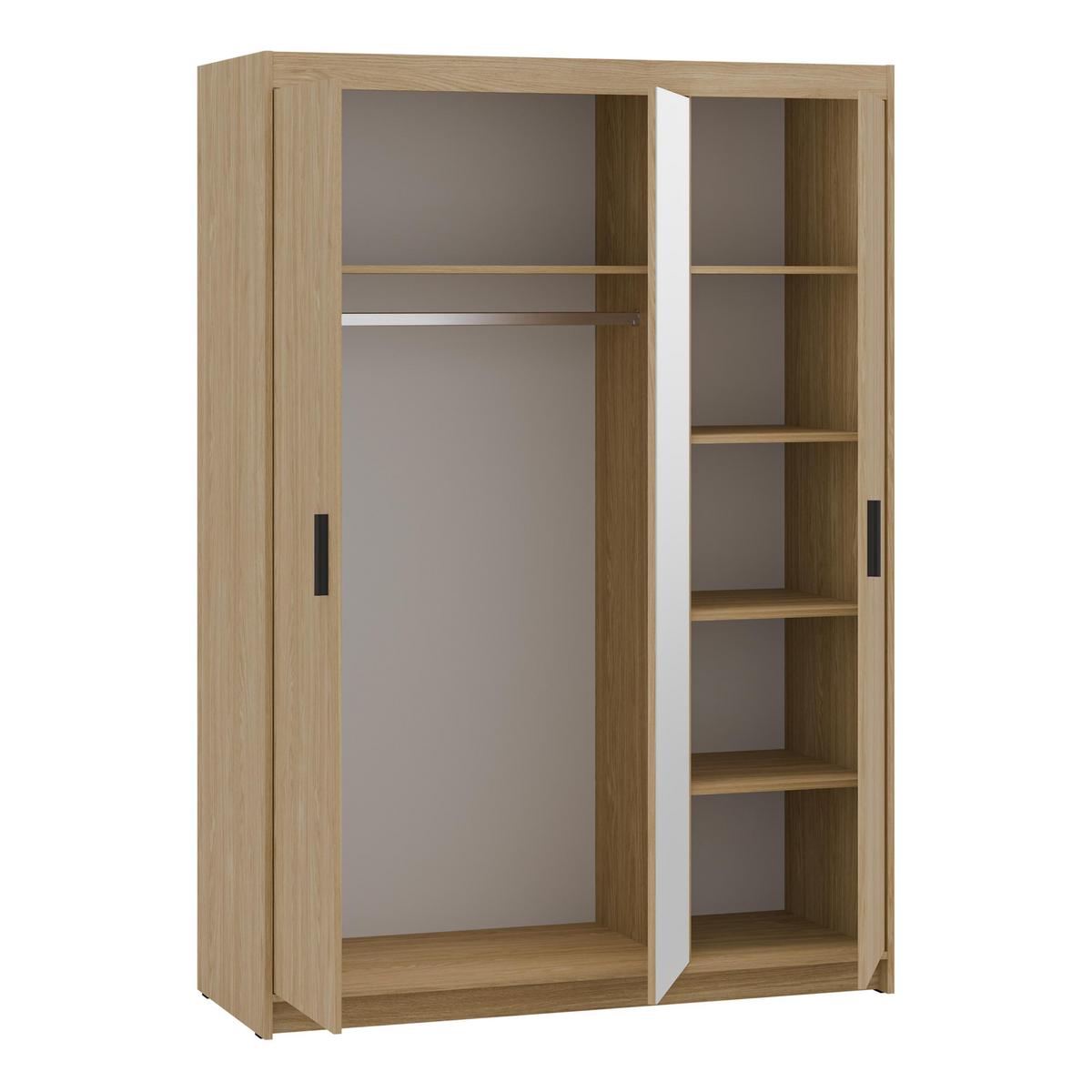 KLEIDERSCHRANK Storicos Geölte Eiche 133/190,5/53 cm - Modern mit Spiegel 3-türig - Eichefarben, Holzwerkstoff/Kunststoff (133/190.6/53cm) - AX Living