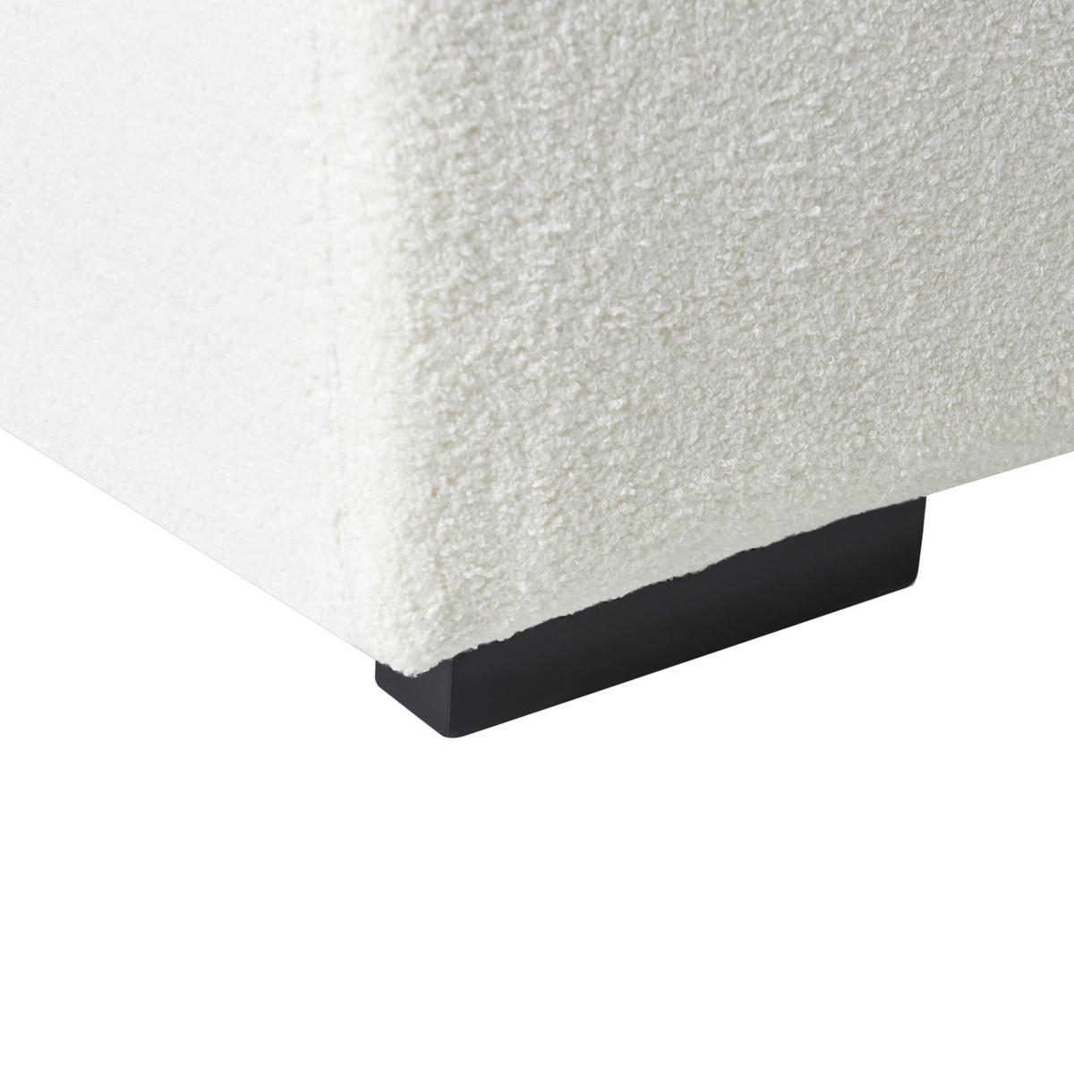 OTTOMANE Bouclé Weiß Lungo - Weiß, Textil (80/35/80cm) - Beliani